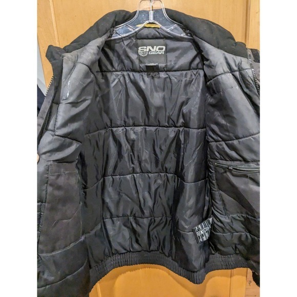 Sno Gear Racing Snowmobile Jacket Coat Black 3M Yellow Men Large 80s 90s Classic - Picture 5 of 5